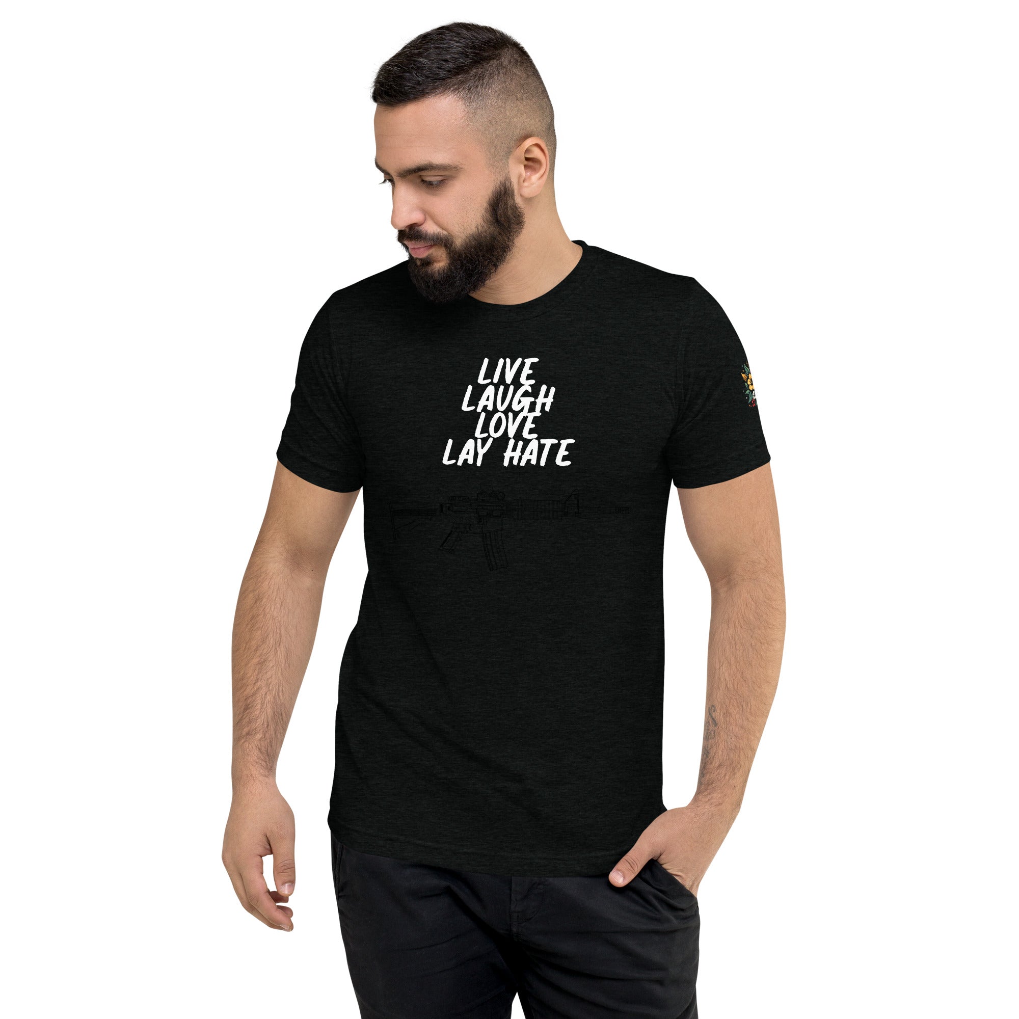 Live, Laugh, Love, Lay Hate M4A1 Athletic Fit T-Shirt