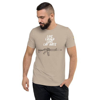 Live, Laugh, Love, Lay Hate M4A1 Athletic Fit T-Shirt