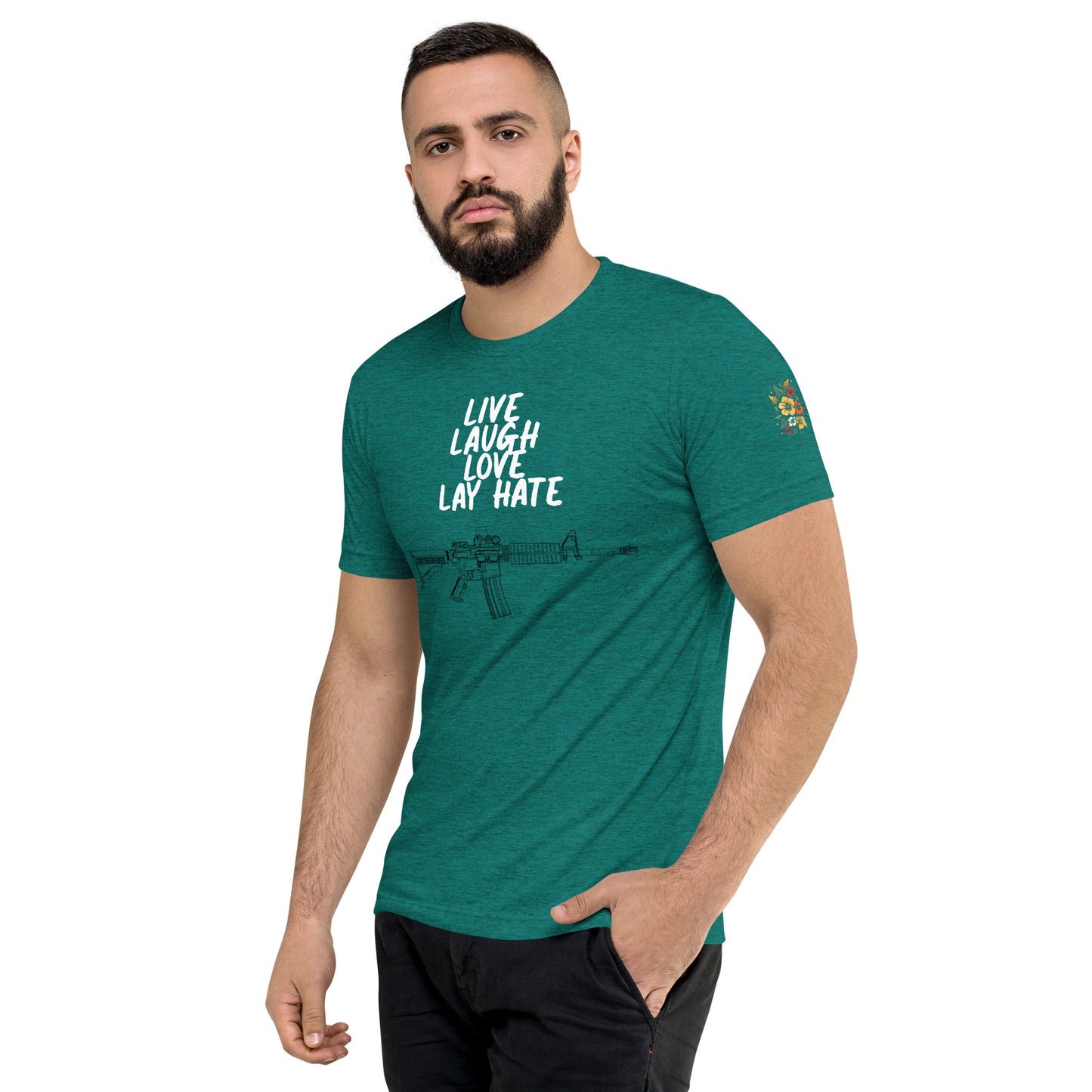 Live, Laugh, Love, Lay Hate M4A1 Athletic Fit T-Shirt