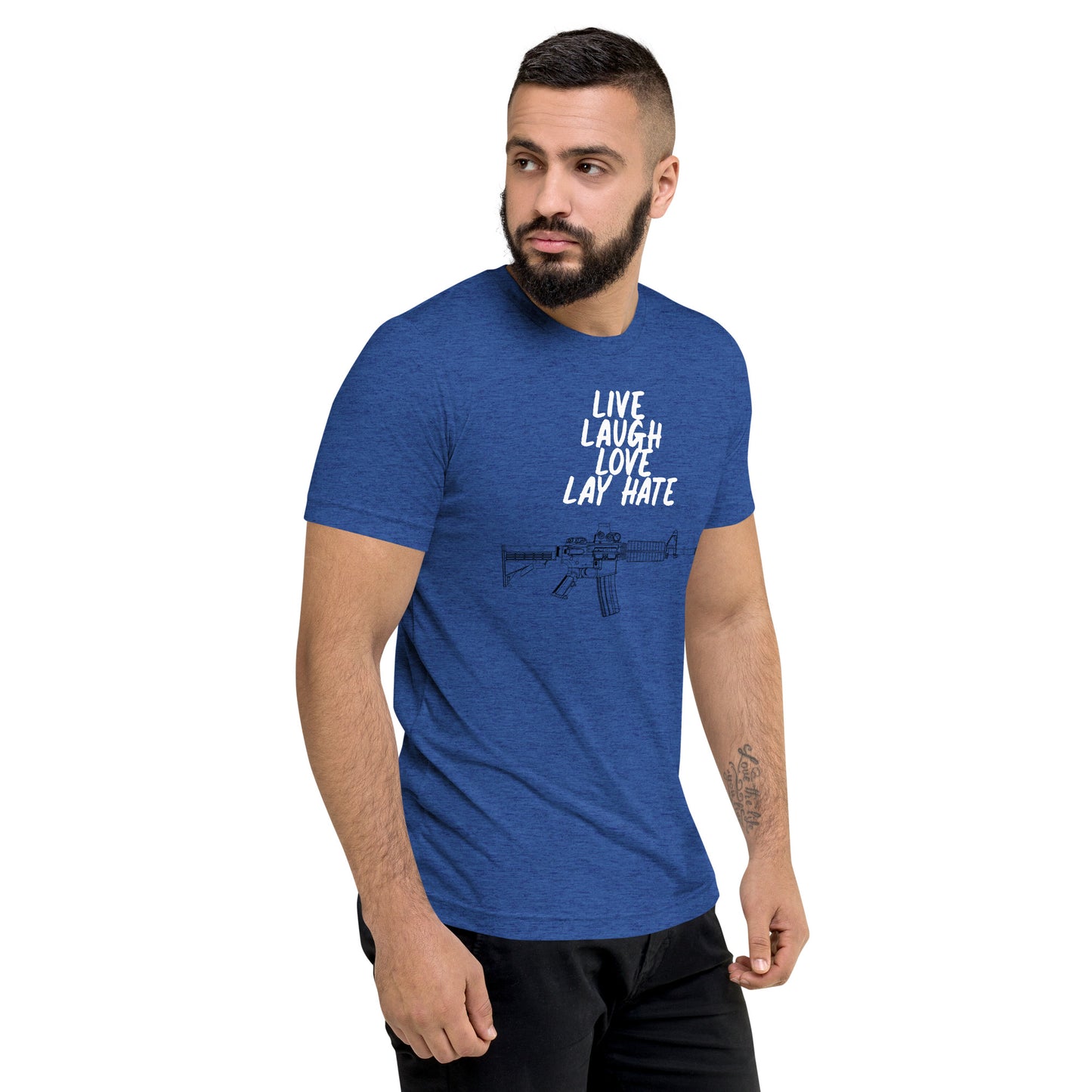 Live, Laugh, Love, Lay Hate M4A1 Athletic Fit T-Shirt